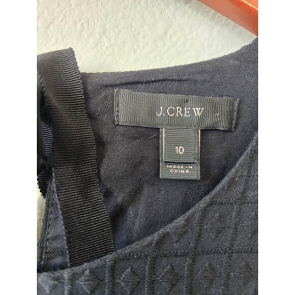 J.Crew Black Eyelet Shift Dress Size 10 | Bell Sleeve | Lined Cotton Boho Preppy - Picture 2 of 8